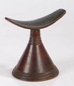 Ethiopian Oromo headrest. with ring turned neck and conical base with incised linear decoration,