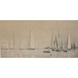 William Lionel Wyllie, RA, RE, (British, 1851-1931) 'J-Class Yachts Becalmed off Cowes, Isle of