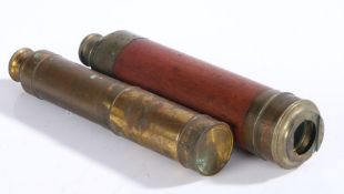 A 19th century four-draw telescope, 81.5cm long extended, together with a three-draw telescope, 61cm