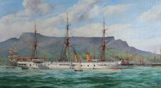Joseph J Banks (British, 19th Century) H.M.S. Boadicea (of 'The White Fleet') 1922 signed and