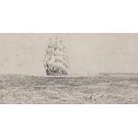 Rowland Langmaid, RN (British, 1897-1956) Clipper off Landsend signed in pencil (lower right),