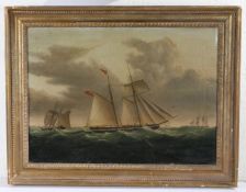 Thomas Wright (British, 1792-1849) A Two Masted Top Sail Schooner Beating to Windward' signed and