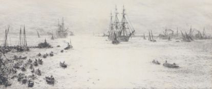 William Lionel Wyllie, RA, RE, (British, 1851-1931) 'Naples Harbour' signed in pencil (lower