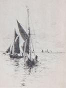 William Lionel Wyllie, RA, RE, (British, 1851-1931) Fishing Boats 1928 signed in pencil (lower