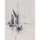 William Lionel Wyllie, RA, RE, (British, 1851-1931) Fishing Boats 1928 signed in pencil (lower