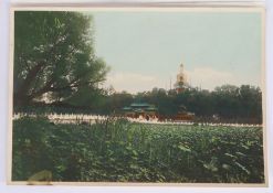 Kang-Sing Chiao (Chinese, 19th Century) a coloured albumen print, circa 1900, a view a temple set in