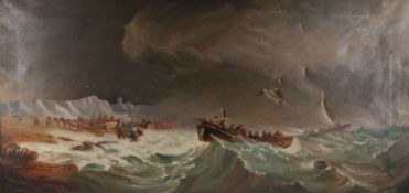 English School (19th Century) 'The Rescue' oil on canvas 74 x 152cm (29" x 60") a/f
