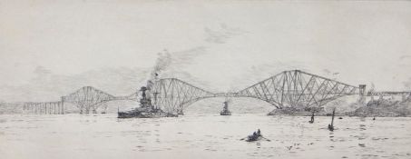 Rowland Langmaid, RN (British, 1897-1956) 'The Forth Bridge' signed in pencil (lower right), etching