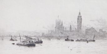 Rowland Langmaid, RN (British, 1897-1956) Pool of London signed in pencil (lower right), etching