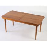 Teak sliding topped coffee table. 101cm 50cm x 46cm.