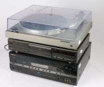Onkyo AV receiver TX-SR506, Technics SL-PG380A CD player, Panasonic SL-H302 DC servo automatic