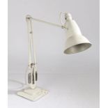 A 20th century anglepoise desk lamp in white. 95cm tall when fully extended.