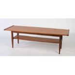Teak two-tier coffee table. 115cm x 38cm x 36cm.