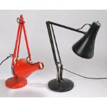 A red Herbert Terry & Sons Ltd. Redditch angle poise lamps (92cm tall when fully extended). Together