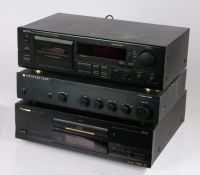 Cambridge Audio A1 integrated amplifier, Denon DRM-555 cassette player, Pioneer DVD player DV-717-
