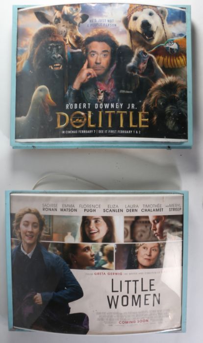 A pair of 60s/70s American film poster display boards, includes film posters for 'Doolittle' and '