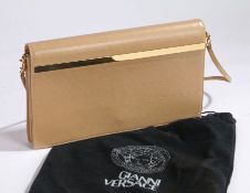 A Versace beige leather shoulder bag, of rectangular form with gilt-metal mounts & catches, labelled