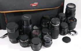 Camera lenses to include Takumar 1:4 70-200mm, Pentax 1:4 - 5.6 35-80mm, Sigma 70-300mm 1:4-5.6 D,