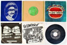A collection of Sex Pistols 7" singles - Anarchy In The U.K ( 640 112 , France) Submission ( 640 137