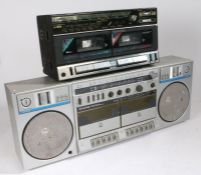 Silver STW55 double cassette portable radio/cassette player ghetto blaster, Aiwa CA-W30 double