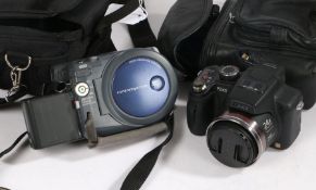 Panasonic Lumix FZ45 digital camera with carrying case, and a Sony digital camcorder with case (2)