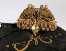 A Mary Frances handbag, gilt floral and beadwork decoration, cloth bag