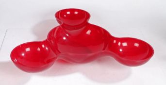 Fabian Hofmann Berlin Triple red Perspex bowls. 58cm to widest point, 12cm high.