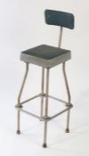 Admel 'Nu-Parq' industrial stool, mid 20th century, with metal tubular frame, 106cm tall