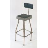 Admel 'Nu-Parq' industrial stool, mid 20th century, with metal tubular frame, 106cm tall
