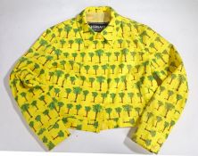 A Versace Jeans Couture jacket, labelled, yellow ground with all-over palm tree motif, six central