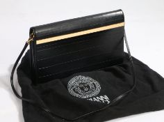 A Versace black leather shoulder bag, rectangular form with gilt-metal mounts & catches, labelled to