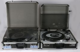 Pair if Gemini XL-300 mixing turn tables direct drive fully manual record players in flight cases (