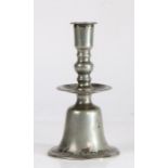 An exceptionally rare and fine Elizabeth I/James I pewter bell-based candlestick, circa 1580-1620