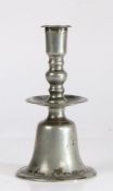An exceptionally rare and fine Elizabeth I/James I pewter bell-based candlestick, circa 1580-1620