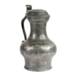 A rare George I/II pewter Scots-pint lidded pot-bellied measure, Inverness, circa 1720-40 Incised