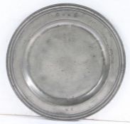 A William & Mary/Queen Anne pewter multi-reeded rim plate, circa 1700-10 The rim with ownership