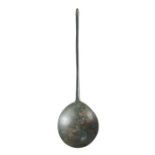 A rare 13th/14th century latten filed-acorn knop spoon, English, circa 1250-1350 Having a diamond-