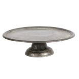 A rare Queen Anne pewter footed plate or tazza, circa 1710 The flat circular plate with reeded and