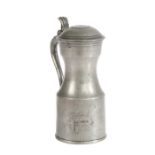 A rare pewter imperial gill lidded tappit hen, Glasgow, circa 1830 The body of prominent angled