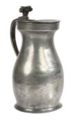 A George III pewter one gallon double-volute baluster measure, circa 1800 The plain baluster body