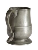 A rare mid-18th century pewter tavern mug, Scottish, circa 1750 Of ale chopin capacity, the tulip-