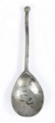 A rare 15th century pewter wrythen ball-knop spoon, English, circa 1450-1500 Having an hexagonal