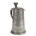 An early 18th century pewter straight-sided flagon, Yorkshire, circa 1700-1720 The straight-sided