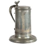 An unusual Charles II pewter Beefeater flagon, circa 1680 Having a particularly wide shirt, topped