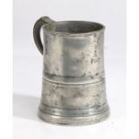 A George III pewter pint straight-sided measure, West Yorkshire, circa 1790 The body with mid-