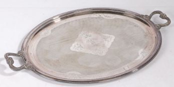 Emperor Maximilian of Mexico interest, a silver plated oval tray by Fratelli Broggi Milano, the