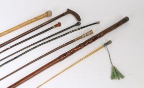 Seven Victorian and later riding crops, to include an example by Gallow & Son Park Lane London