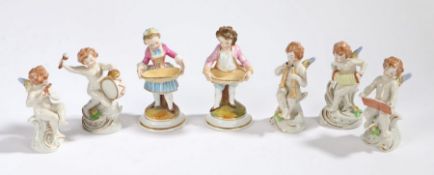 Group of Five 'Naples' porcelain figures in the form of angelic musicians, each approx. 11cm high
