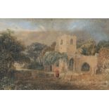 Attributed to John Adams (British, 1840-1906) Churches at Ayots St Lawrence  watercolour 8.5 x