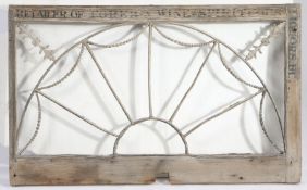 An 18th Century Adam style wood, iron and gesso tavern fanlight, England circa 1780, the frame